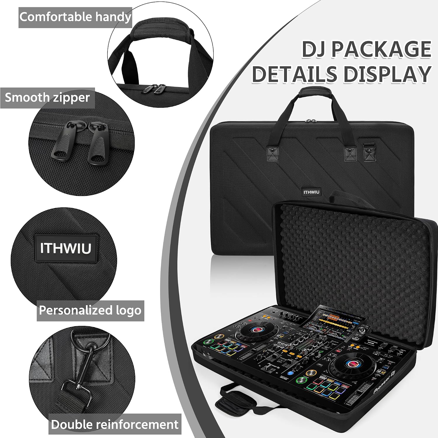 Lightweight Molded EVA Storage Case Fits for Pioneer DDJ RX2 RX3, 29.5 X 19.3 X 5.5 Inch Black