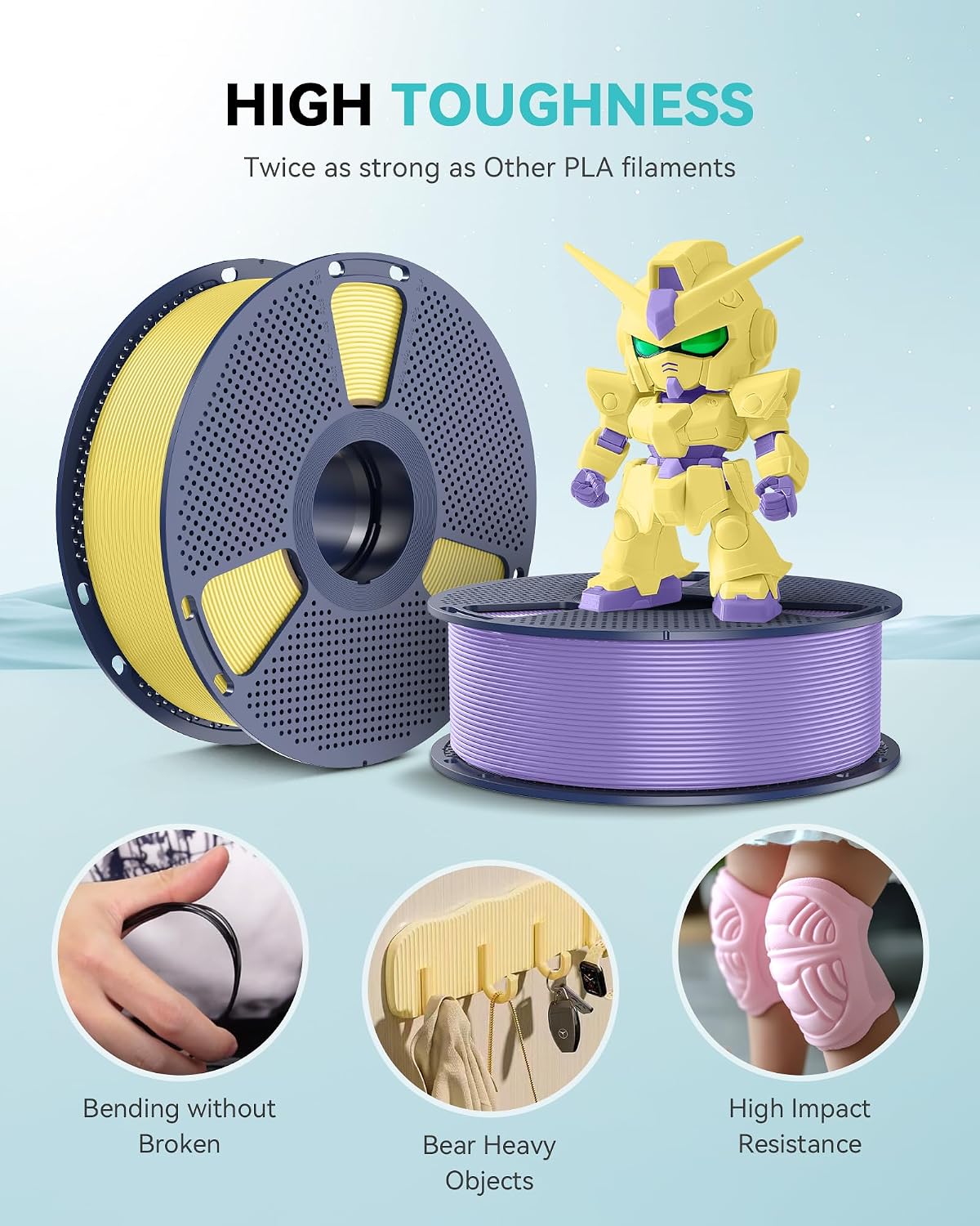 SUNLU 10KG High Speed PLA Meta Filament Bundle, PLA 3D Printer Filament Multicolor 1.75mm, 10kg Total, 1kg per Spool, Black+White+Grey+Blue+Green+Red+Yellow+Pink+Purple+Cream White