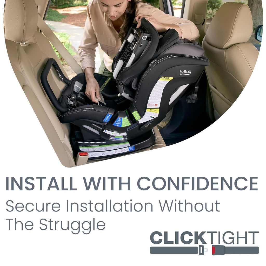 Britax Poplar S Convertible Car Seat, 2-in-1 Car Seat Extended Rear Facing, 17' Slim Car Seat Design with Fast & Easy ClickTight Installation, Anti-Rebound Bar & SafeWash Fabrics — Stone Onyx