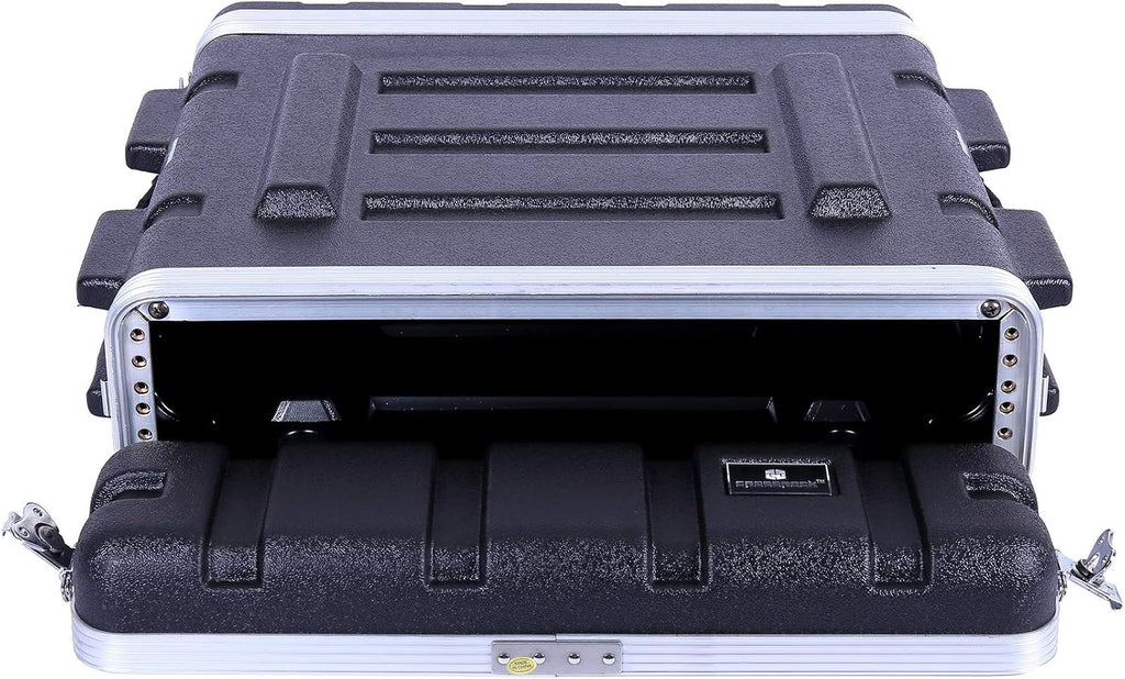 Crossrock Stackable 2U Rack Case, Standard 19.25' Depth, Polyethylene Hard-shell Construction with Heavy Duty Hardware-Black(CRA9602U)
