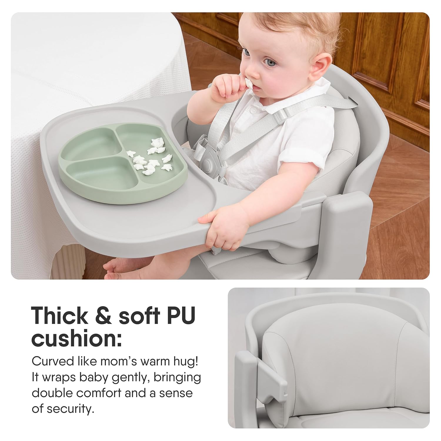 Obee Odee Full-Body Washable Baby High Chair with Soft Cushion, Adjustable for 6 Months to 220 Lb - Multifunctional and Convertible High Chairs for Babies and Toddlers -Portable and Easy Operation