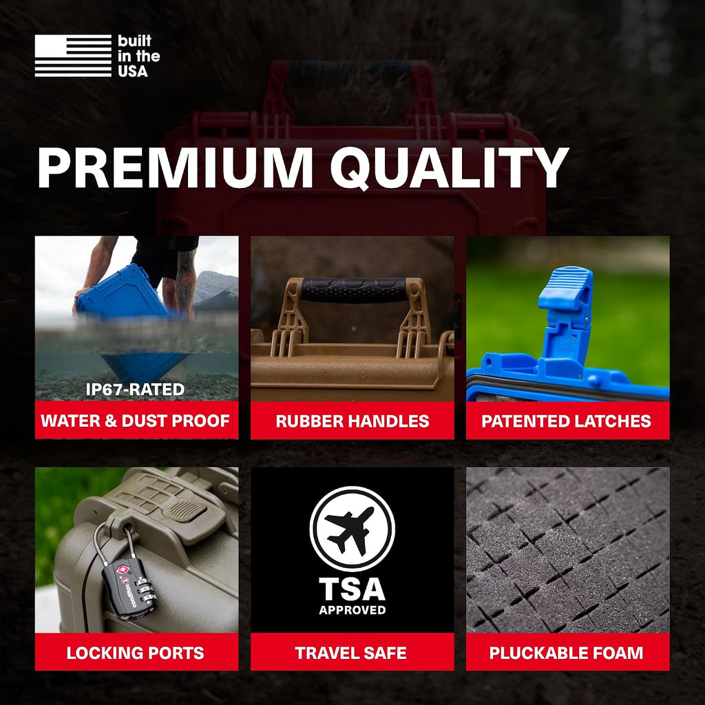 Condition 1 25' Large Waterproof Hard Case Model 839 with Foam, Portable Protective Storage Box for Travel, Hunting, Military, Tactical, Made in USA, 24.50'x 19.46'x8.41' Black