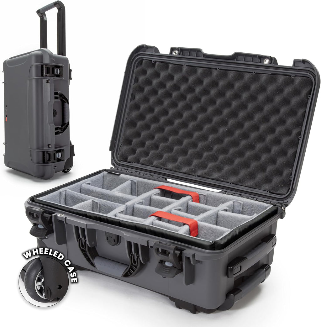 NANUK 935 Hard Case with Padded Divider – Waterproof Equipment Case with Wheels, 22' x 14' x 9' – Dustproof and Impact Resistant, Airline Carry-On Approved – Graphite