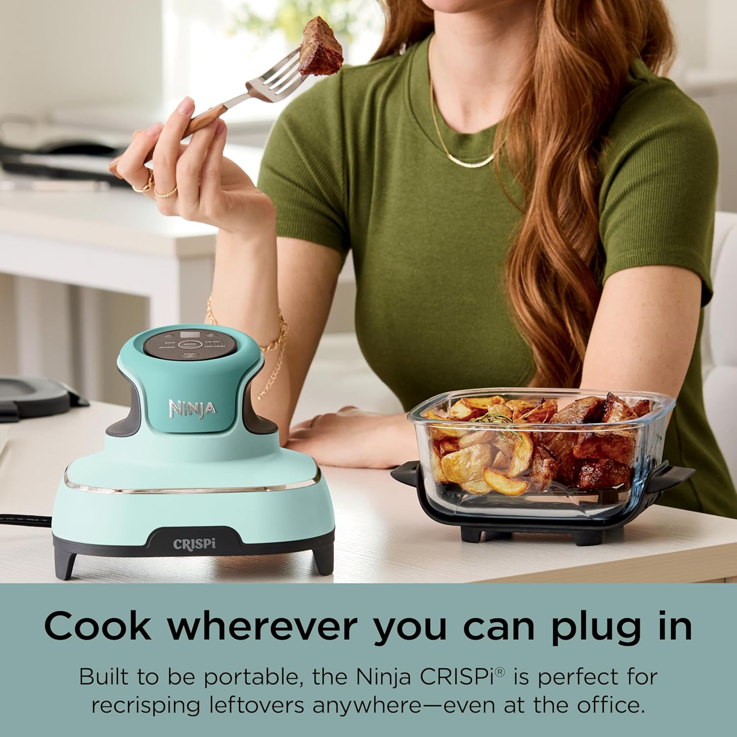 Ninja Crispi 4-in-1 Glass Air Fryer | 450°F | Non-Toxic | 4QT & 6-Cup Glass Containers w/Lids | Microwave, Freezer, Dishwasher Safe | Max Crisp, Air Fry, Bake, Recrisp | Mint | FN101MT
