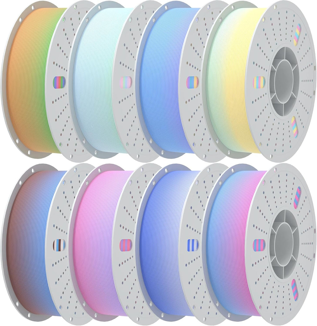 PINBALL Matte Rainbow PLA 3D Printer Filament 1.75mm Multi-Color Changing Filament 3D Printing PLA Filament Dimensional Accuracy +/- 0.02mm 8 KG 8 Colors