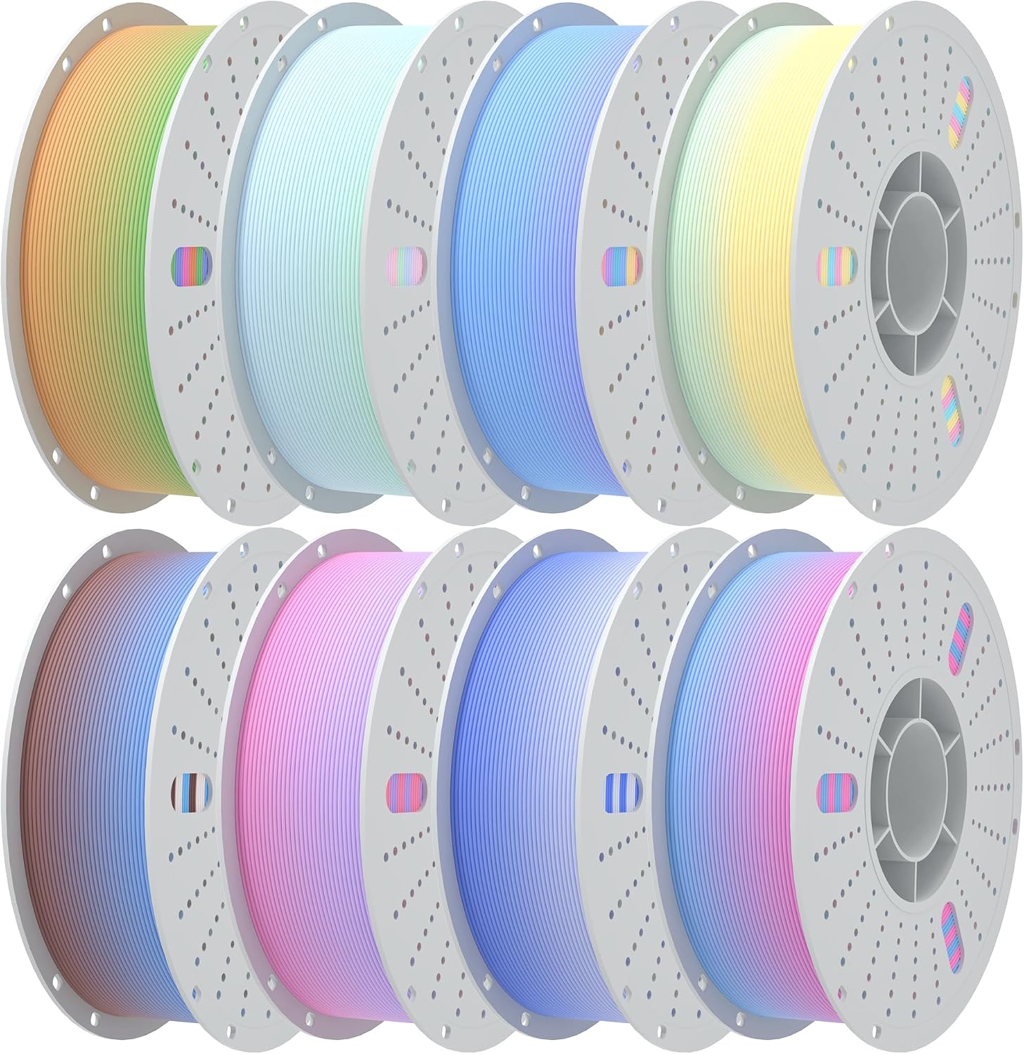 PINBALL Matte Rainbow PLA 3D Printer Filament 1.75mm Multi-Color Changing Filament 3D Printing PLA Filament Dimensional Accuracy +/- 0.02mm 8 KG 8 Colors