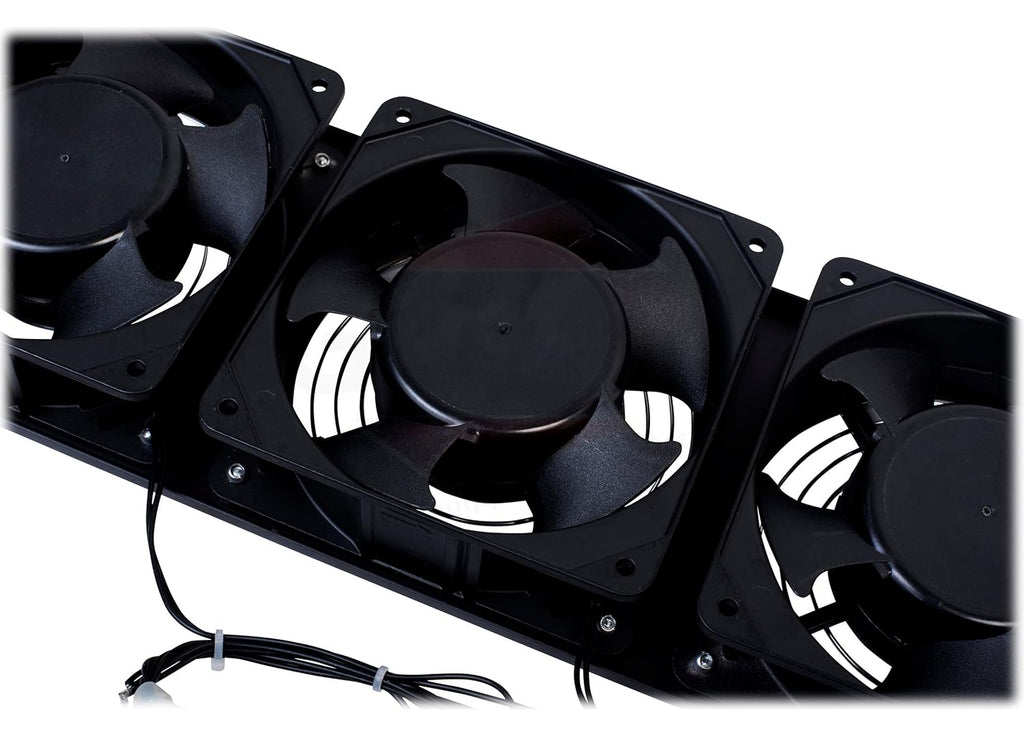 GRIFFIN Rackmount Exhaust Fan (UltraQuiet X Edition) 4-Pack– 3U Triple Cooling Fans, Keep Studio Audio Equipment Gear Cool – Rack Mount on Network IT System Server Rails – Temperature Control Panel