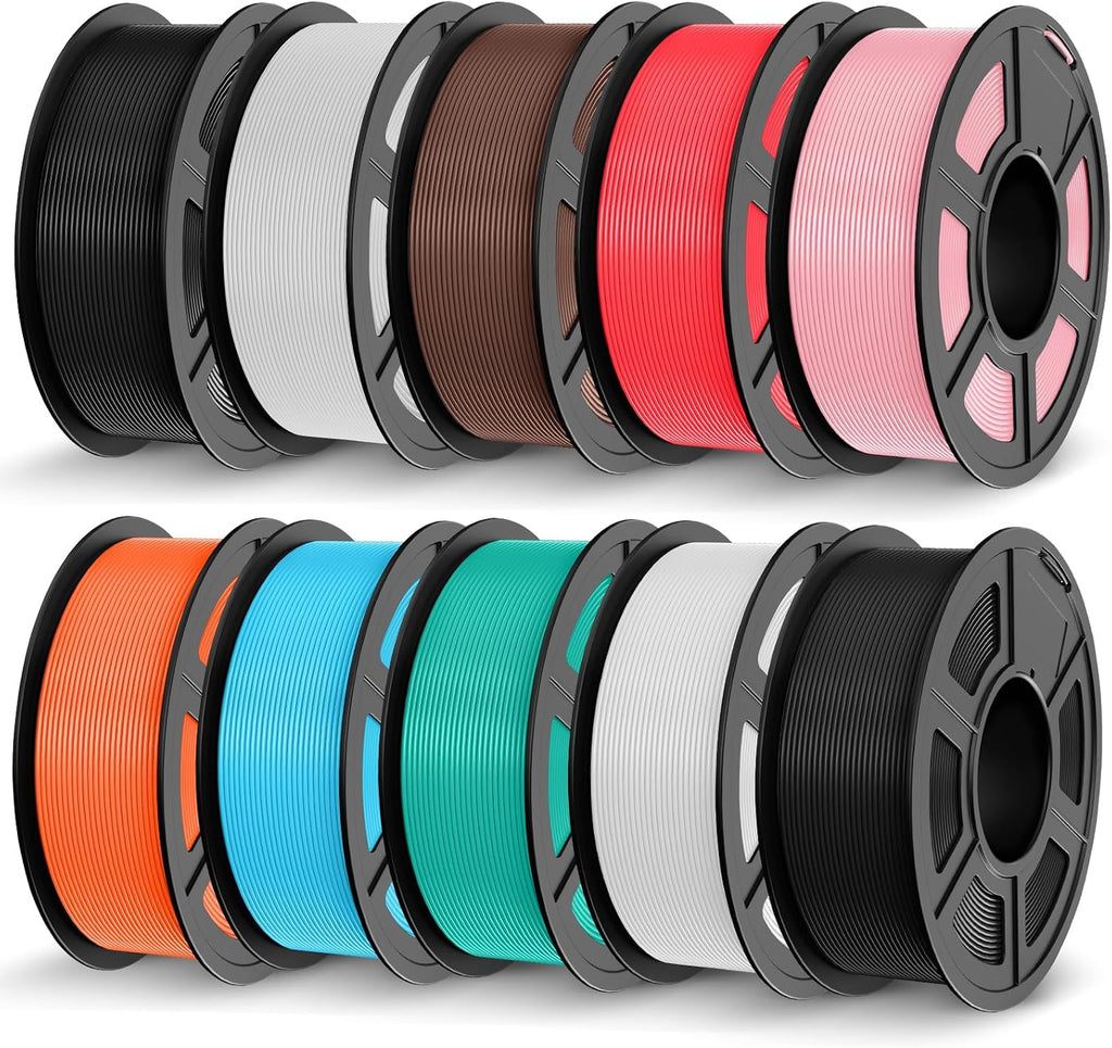 JAYO PLA+ Filament 1.75mm, 3D Printer Filament Bundle, 1.1 Kg Per Spool 10 Pack, Black*2+White*2+Chocolate+Sky Blue+Sakura Pink+Sunny Orange+Mint Green+Cherry Red