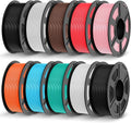JAYO PLA+ Filament 1.75mm, 3D Printer Filament Bundle, 1.1 Kg Per Spool 10 Pack, Black*2+White*2+Chocolate+Sky Blue+Sakura Pink+Sunny Orange+Mint Green+Cherry Red
