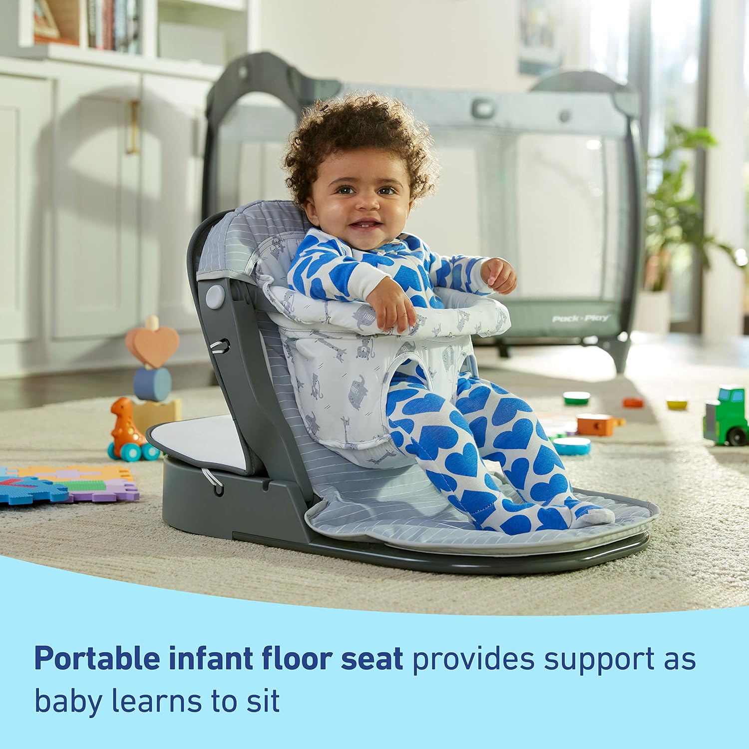 Graco® Pack 'n Play Sit 'N Grow Playard, Portable Infant Bassinet, Adjustable Seat, Built‑In Storage