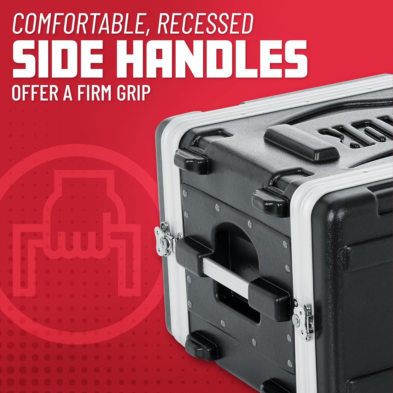 Gator Cases Lightweight Molded 6U Rack Case with Heavy Duty Latches, Shallow 14.25' Depth (GR-6S)