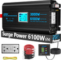 3000 Watt Power Inverter Pure Sine Wave with 6100Watt Surge for 2S 12V DC to 120V AC Converter,UL Listed GFCI outlets, Lithium Battery Compatible for RVs,Off-Grid Solar Power Inverter by GIANDEL