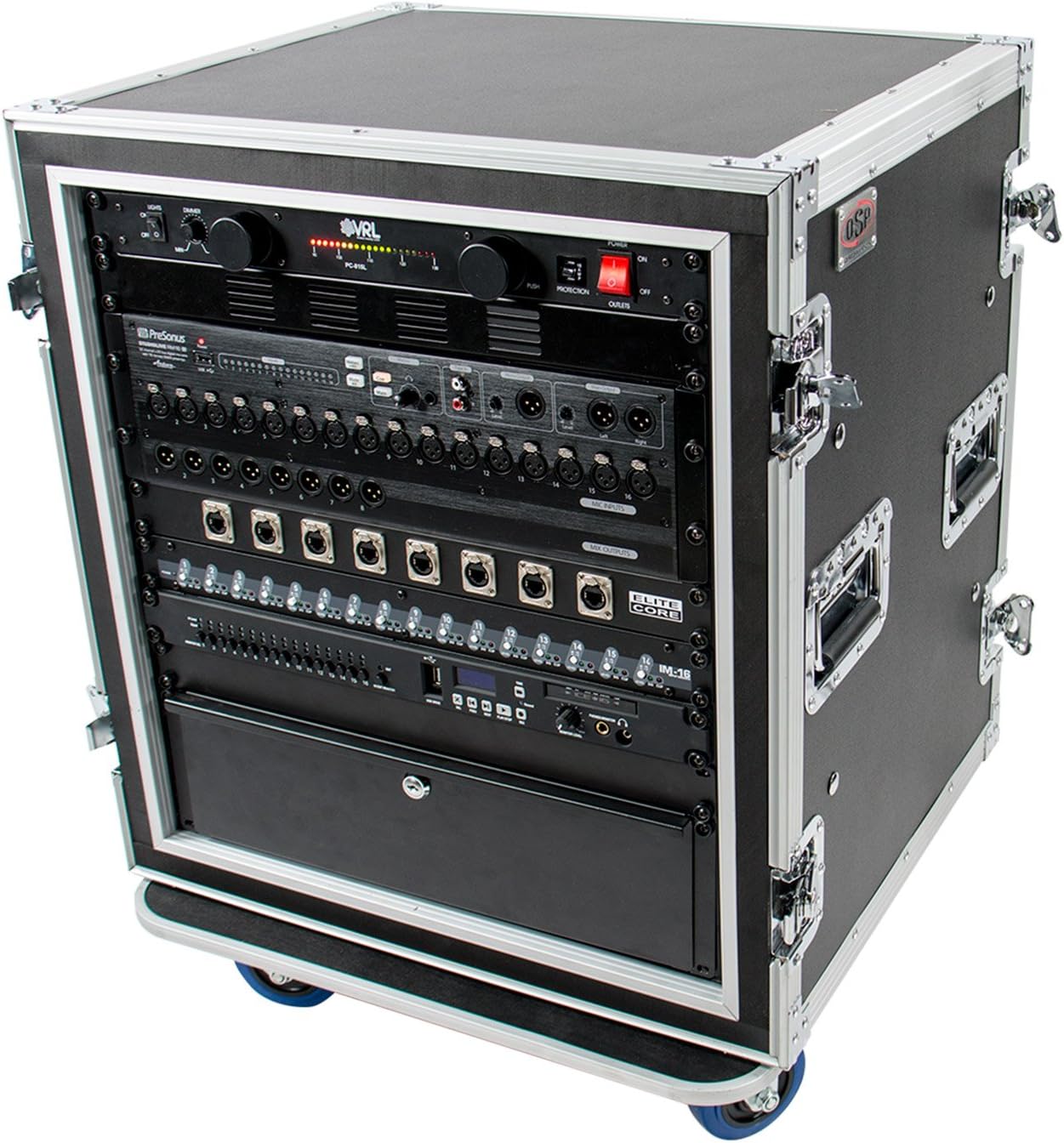 12 Space (12U) ATA Rack Amp Road Shock Mount Case (20' Deep) w/ Casters