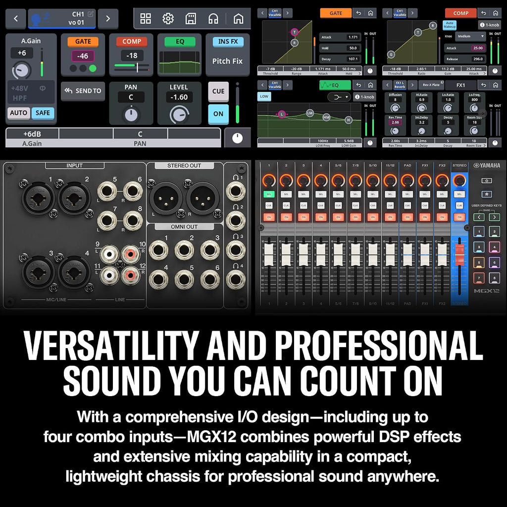 Yamaha MGX12 18ch Digital Mixing Console, Dual USB-C Audio Interface, Includes Cubase Al, WaveLab Cast LE, Basic FX Suite and Steinberg Plus Software Bundle, White MGX12 W