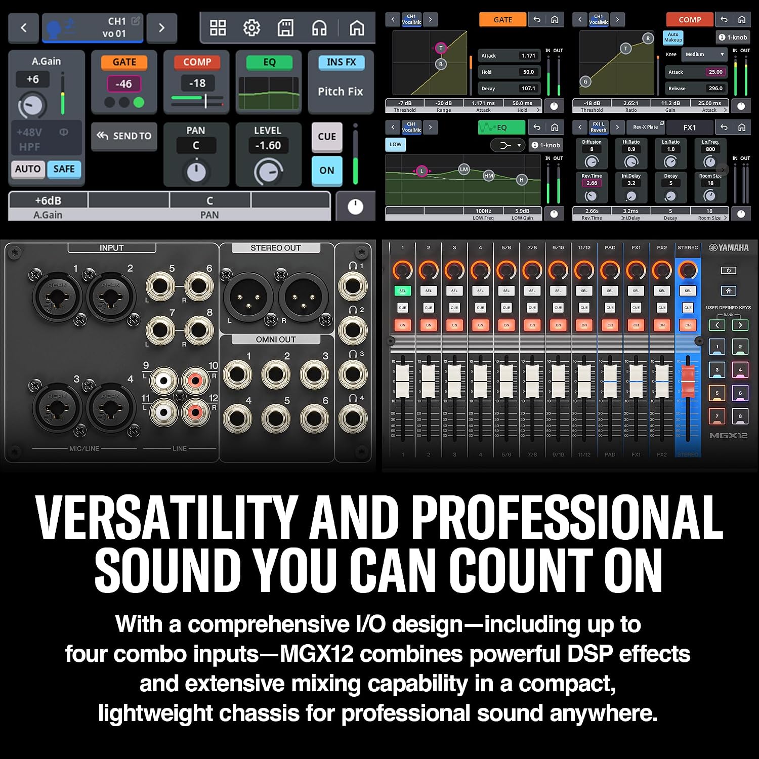 Yamaha MGX12 18ch Digital Mixing Console, Dual USB-C Audio Interface, Includes Cubase Al, WaveLab Cast LE, Basic FX Suite and Steinberg Plus Software Bundle, White MGX12 W