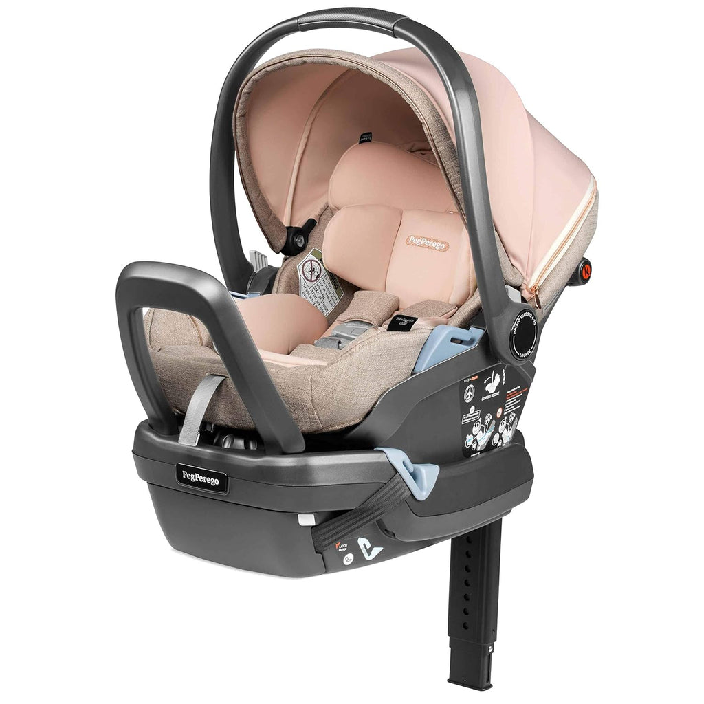 Peg Perego Primo Viaggio Lounge - Reclining Rear Facing Infant Car Seat - Includes Base with Load Leg & Anti-Rebound Bar - for Babies 4 to 30 lbs - Made in Italy - Mon Amour (Pink & Beige)