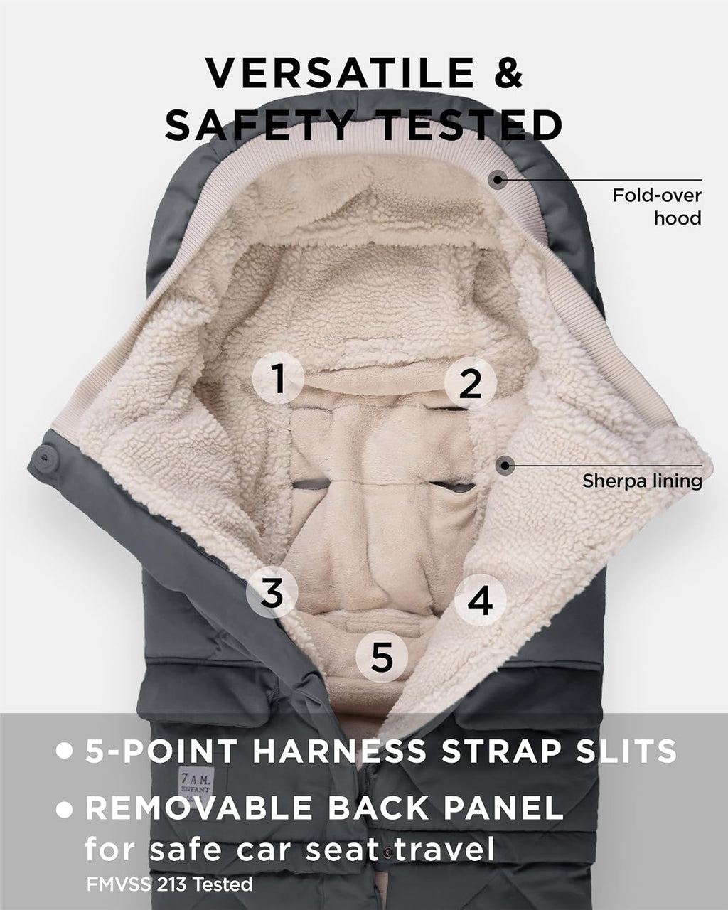 7AM Enfant Stroller Blanket 212 - Adjustable Baby Car Seat Zipped Blanket for Babies Winter, Unisex Multi Purpose Fleece Lined Warm Hooded Toddler Footmuff Water Repellent | (6M - 4T)