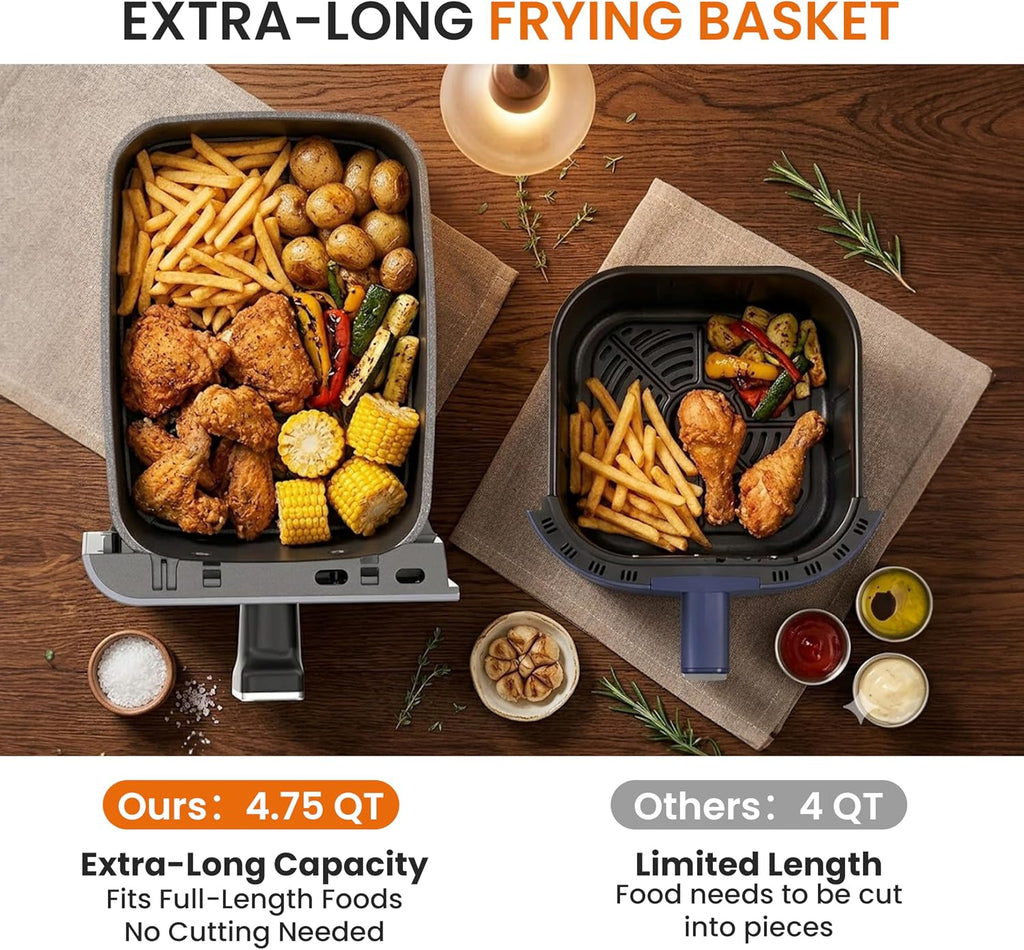 HealSmart 9.5Qt Dual Zone Air Fryer, 1700W 10-in-1 Multifunctional Air Fryer Oven, Independent Temp Control, Sync Cooking & Shake Reminder, Non-Stick Basket Ideal for Family Use, Black