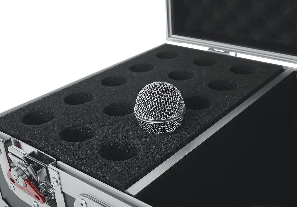 Gator Cases G-TOUR Series Road Case with Foam Drops for (15) Wired Microphones & Accessory Storage (G-TOUR M15)
