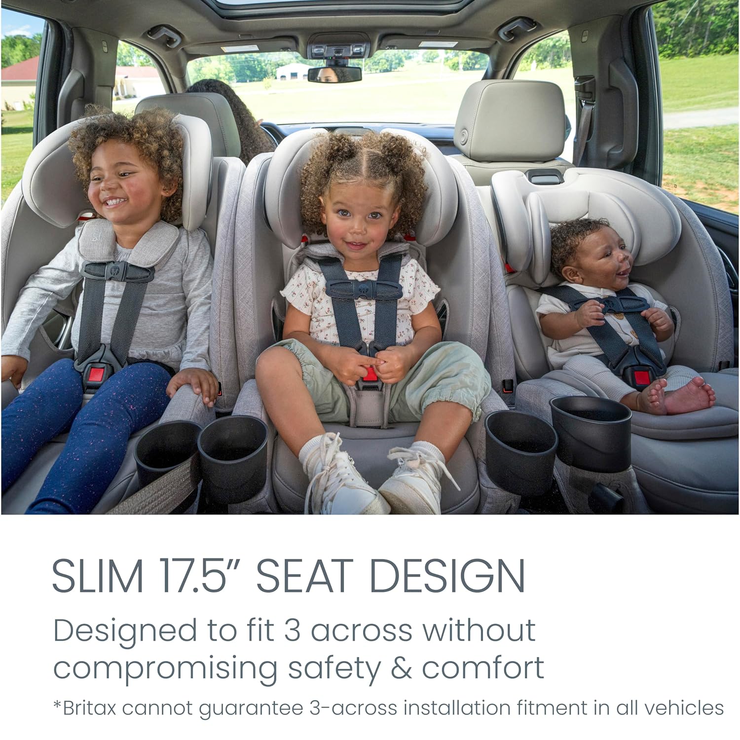 Britax One4Life Slim All-in-One Car Seat, 10 Years of Use, 17.5' SpaceSaver Design, Converts from Rear-Facing Infant Car Seat to Forward-Facing Booster Seat, ClickTight Installation, Mineral Gray