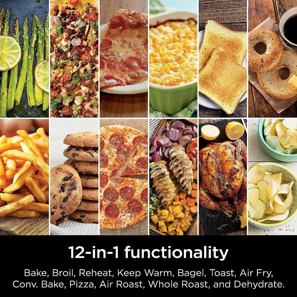 Ninja (Refurbished) DCT401QBK 12-in-1 Double Oven with FlexDoor, FlavorSeal & Smart Finish, Rapid Top Convection and Air Fry Bottom, Bake, Roast, Toast, Air Fry, Pizza and More, Black (Renewed)