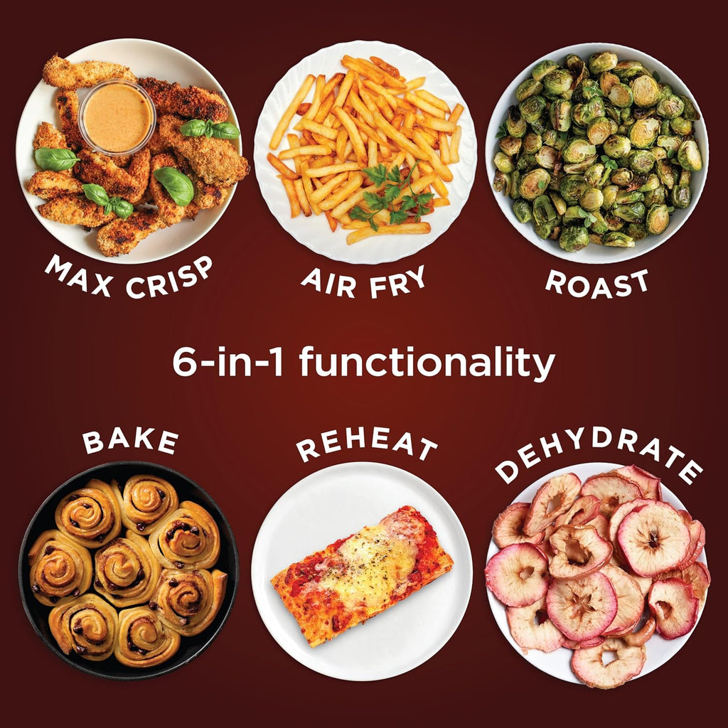 Ninja XL Air Fryer with MaxCrisp | 6.5 QT Capacity | 6-in-1 Max Crisp, Air Fry, Roast, Bake, Reheat & Dehydrate | 450°F Temp | 1750 Watts | Nonstick Basket, Crisper Plate & Recipe Guide | Grey | AF181