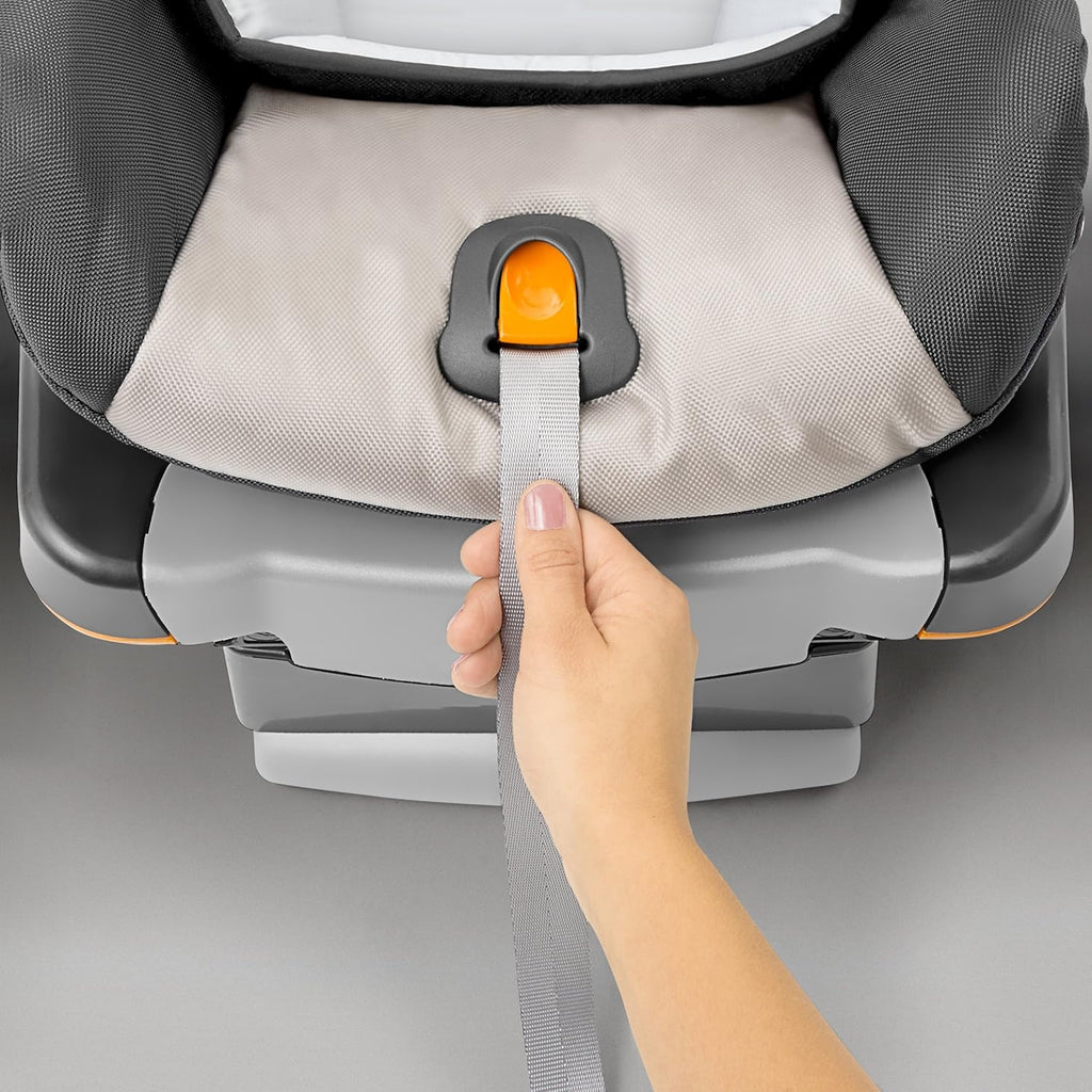 Chicco KeyFit Infant Car Seat and Base, Rear-Facing Seat for Infants 4-22 lbs., Includes Infant Head and Body Support, Compatible with Chicco Strollers, Baby Travel Gear, Encore/Black/Grey