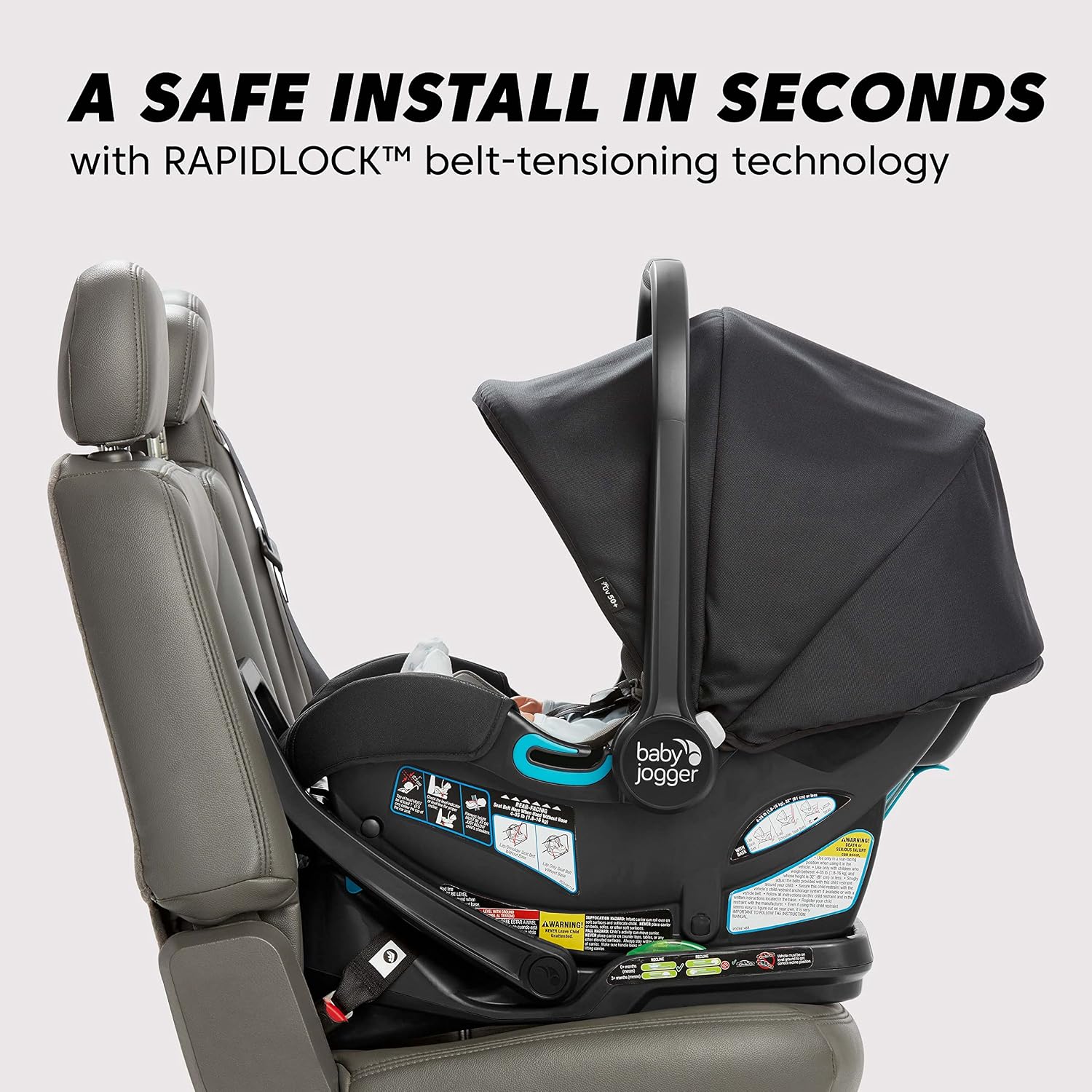 Baby Jogger® City Go 2 Infant Car Seat, Baby Travel Car Seat, Included RapidLock Carseat Base, Pike Exclusive Includes Leatherette Handlebar and Premium Fabrics, Amazon Exclusive Pike Fashion