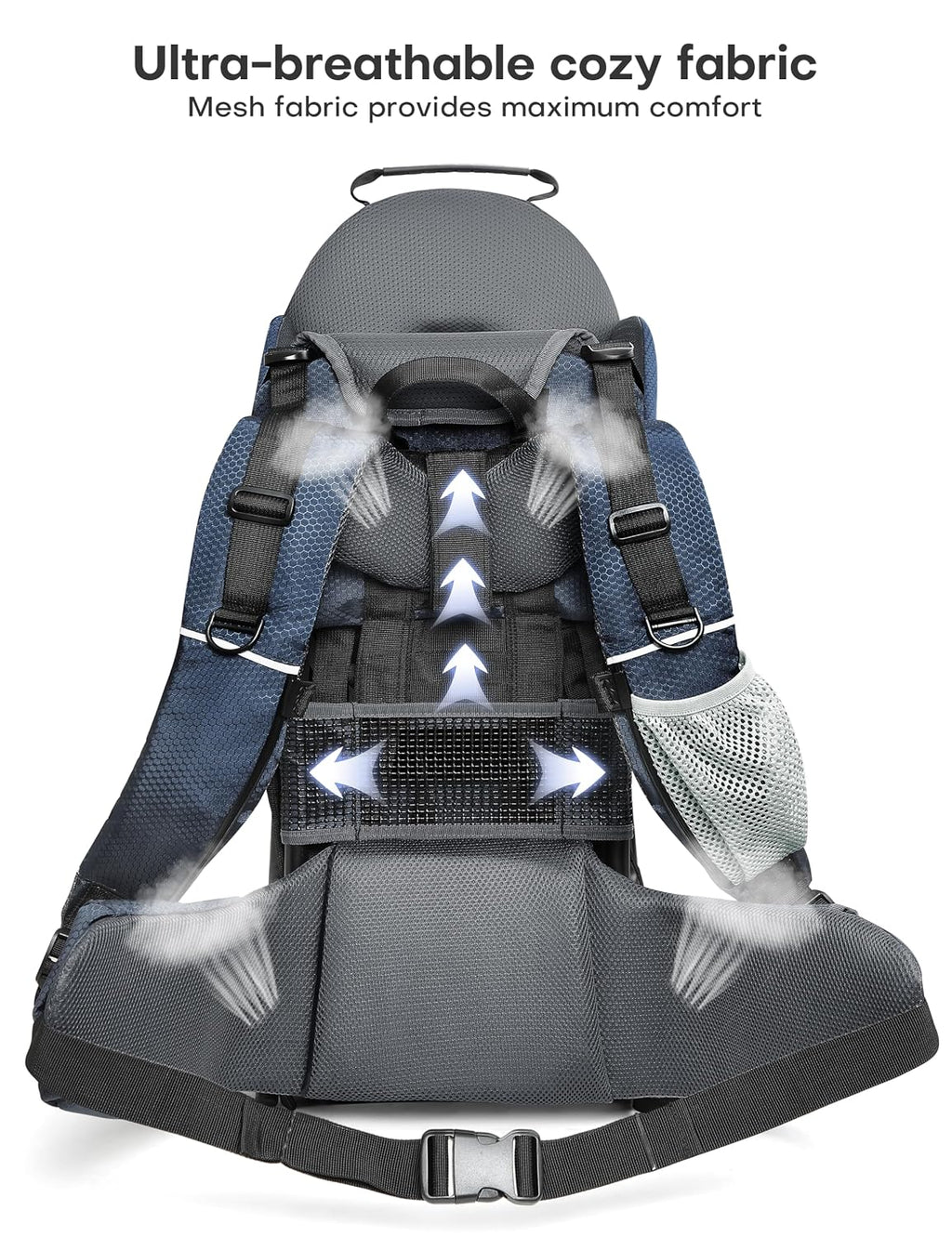 besrey Baby Backpack Carrier, Toddler Hiking Backpack with Safety 3-Height Seat, Adjustable Straps&Waist Belt, Foldable Frame Lightweight Large Capacity Child Carrier for Hiking (Blue)