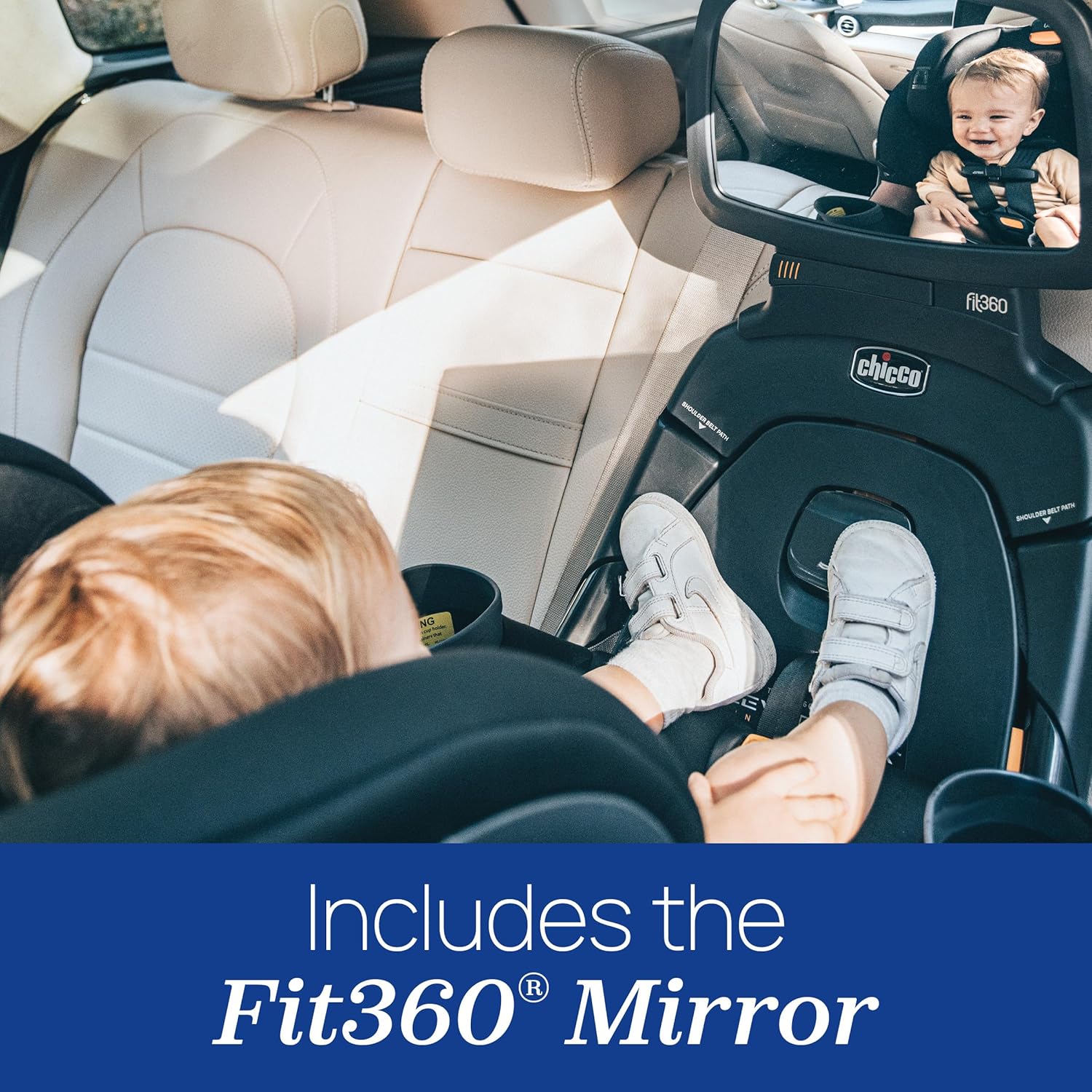 Chicco Fit360 Zip ClearTex Rotating Convertible Car Seat with Fit360 Mirror, 360 Degree Rotation for Rear-Facing and Forward-Facing Usage, Jet/Black