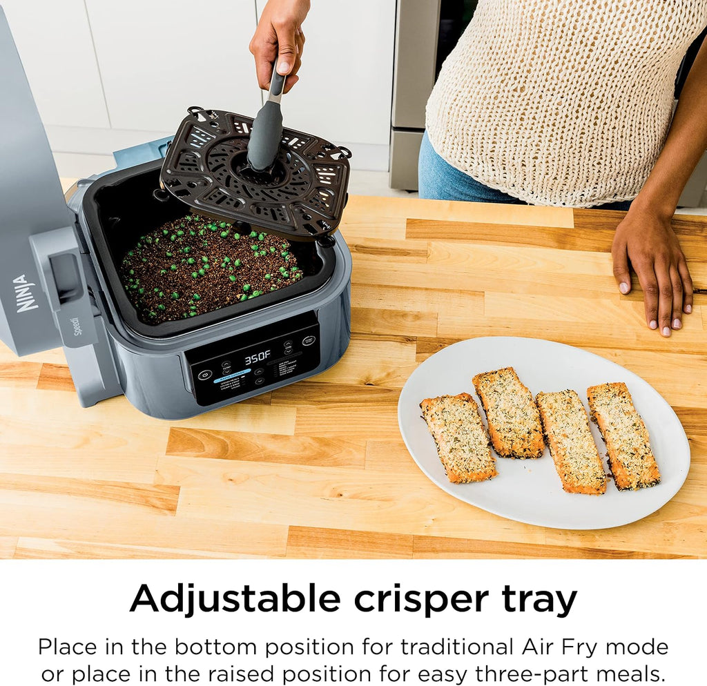Rapid Cooker Air Fryer 6-qt. Capacity 10-in-1 Functionality Meal Maker Sea Salt Gray Grey Stainless Steel