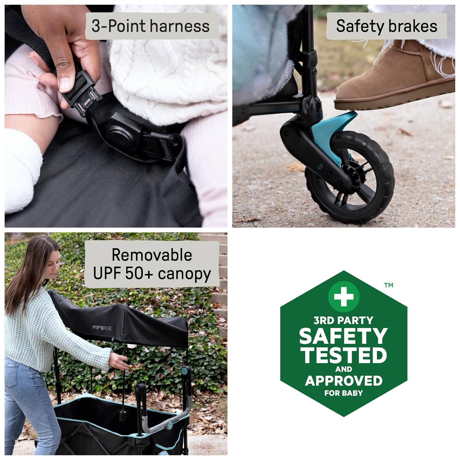 Ingenuity Ingenuity Pop 'N Ride Lightweight Stroller Wagon - Face-to-Face Seats for 2 with 3-Point Harnesses & Sun Canopy