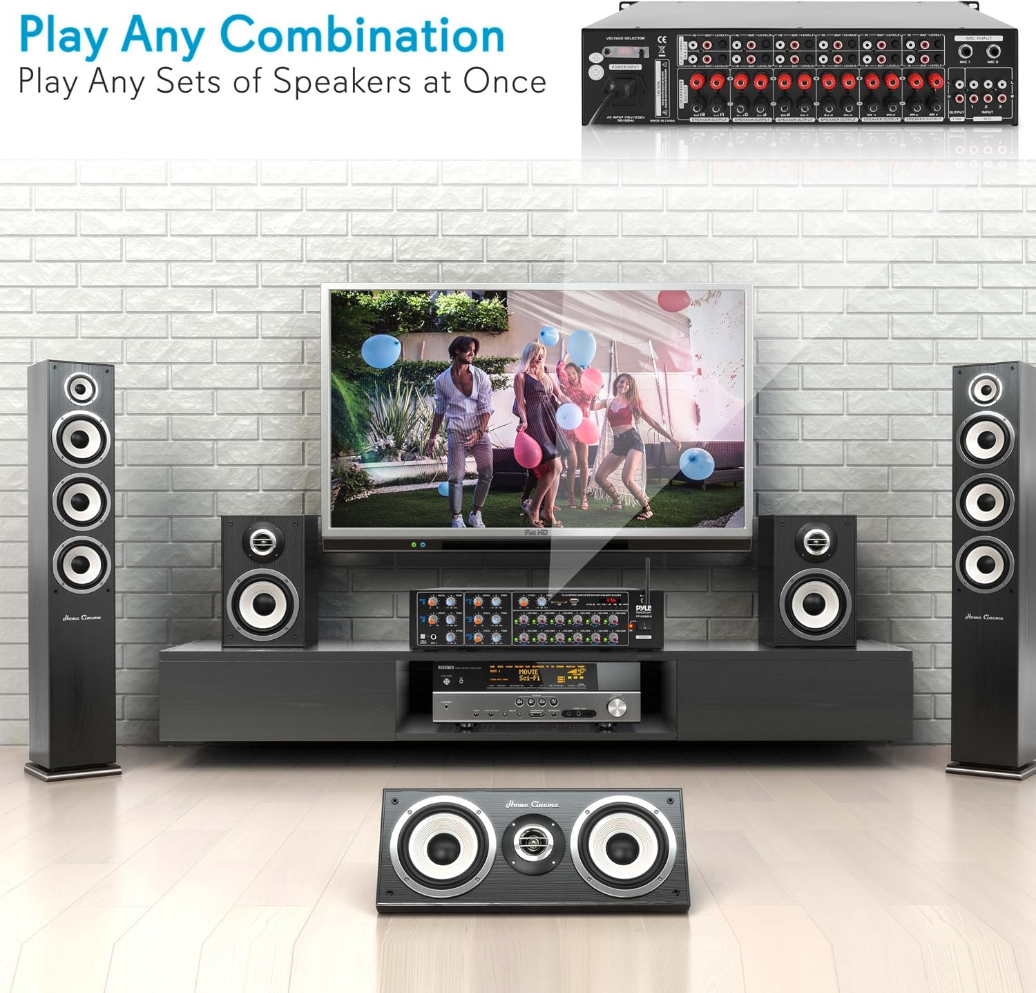 Pyle 8-Channel Wireless Bluetooth Power Amplifier - 4000W Rack Mount Multi Zone Sound Mixer Audio Home Stereo Receiver Box System w/ RCA, USB, AUX - For Speaker, PA, Theater, Studio/Stage - PT8050CH