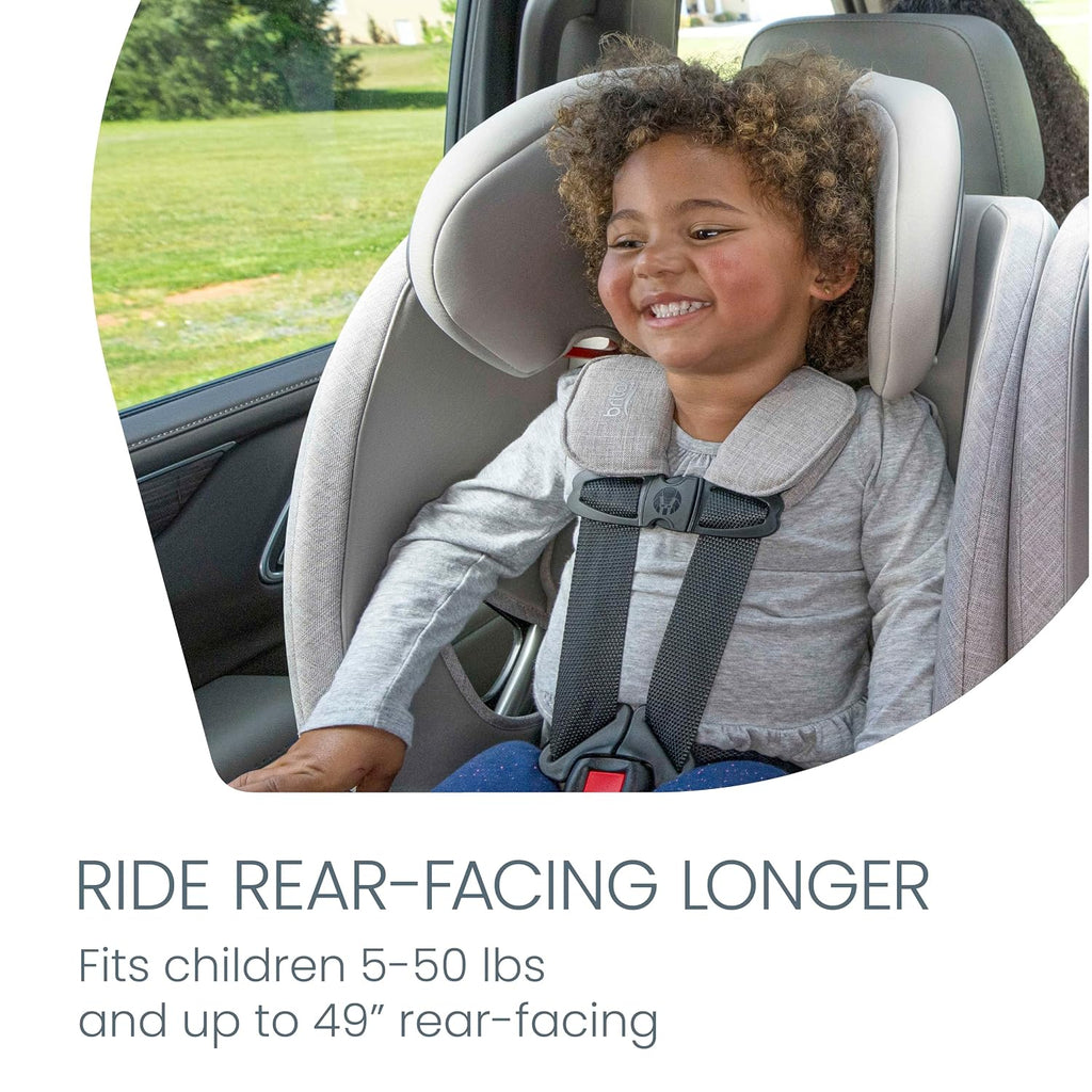 Britax One4Life Slim All-in-One Car Seat, 10 Years of Use, 17.5' SpaceSaver Design, Converts from Rear-Facing Infant Car Seat to Forward-Facing Booster Seat, ClickTight Installation, Mineral Gray