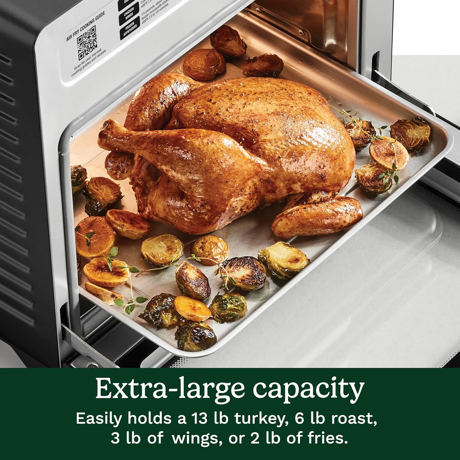 Cuisinart 15-in-1 Extra-Large Digital Air Fryer Oven with 9'x13' 2-in-1 Pan, Air Fry 4 Lbs of Wings, Cook a 13 Lb Turkey or 5+ Lb Chicken, Toast 9 Slices of Bread, and Bake a 13' Pizza, TOA-112