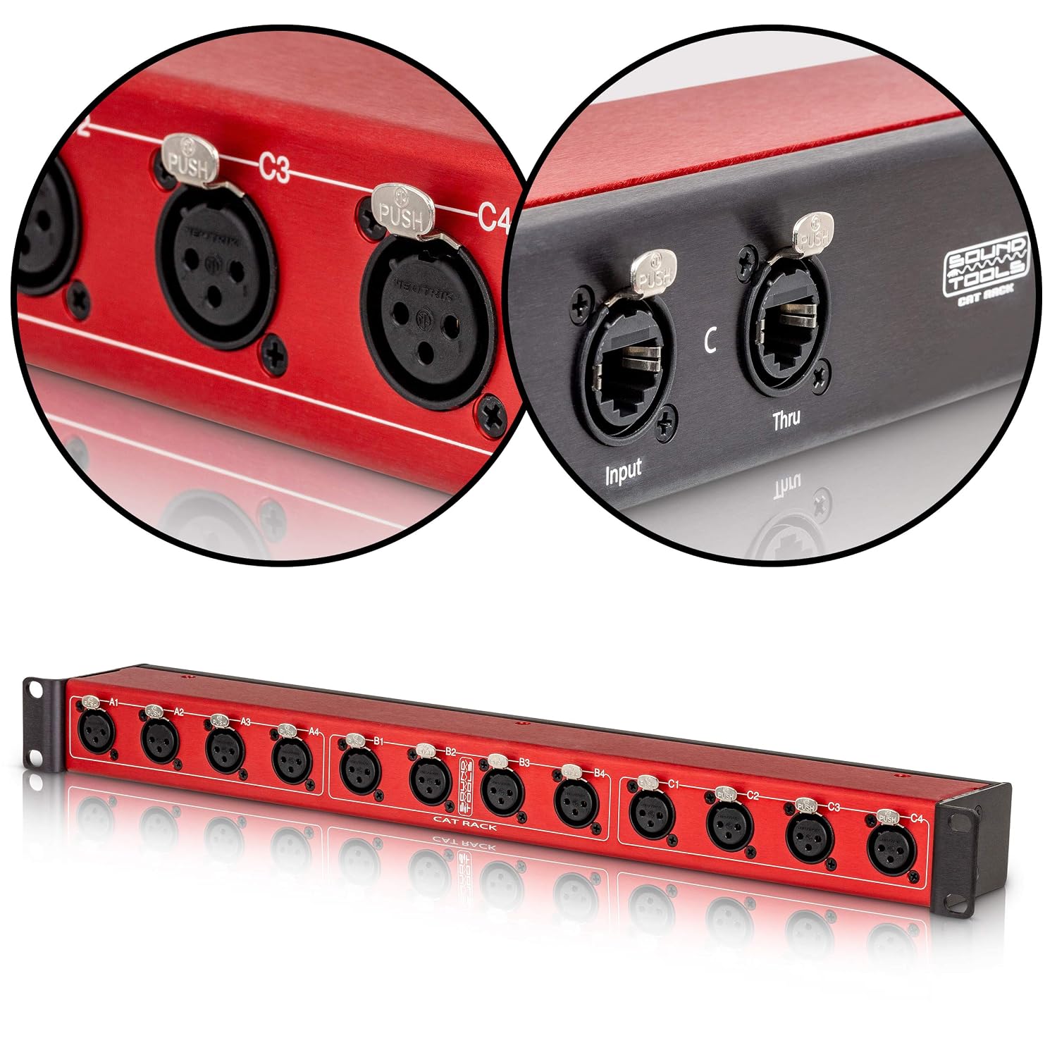 Sound Tools CAT Rack Female - Female XLR Rack Mountable Stage Box with Audio Over Shielded CAT Cable. Send 12 Channels of Audio, DMX, Clear-Com or AES