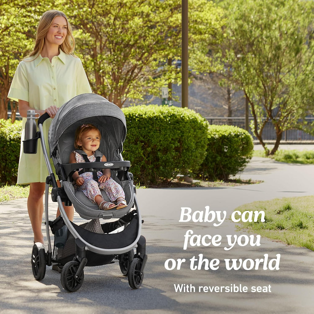 Graco® Redmond Modes Pramette Stroller 3-in-1 Convertible: Car Seat Carrier Infant Pramette to Toddler Stroller with Reversible Seat and One-hand Fold