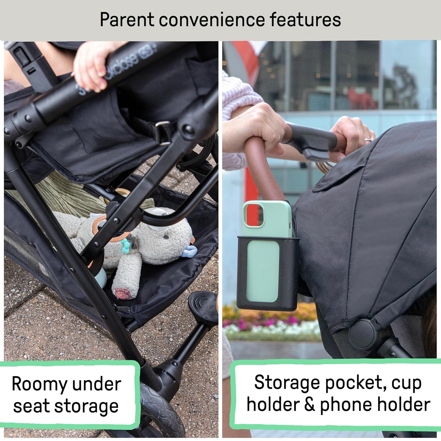 Ingenuity Ingenuity 3Dquickclose CS+ Compact Fold Stroller – Lightweight Stroller with Oversized Canopy, Extra-Large Storage and Compact Fold, Black