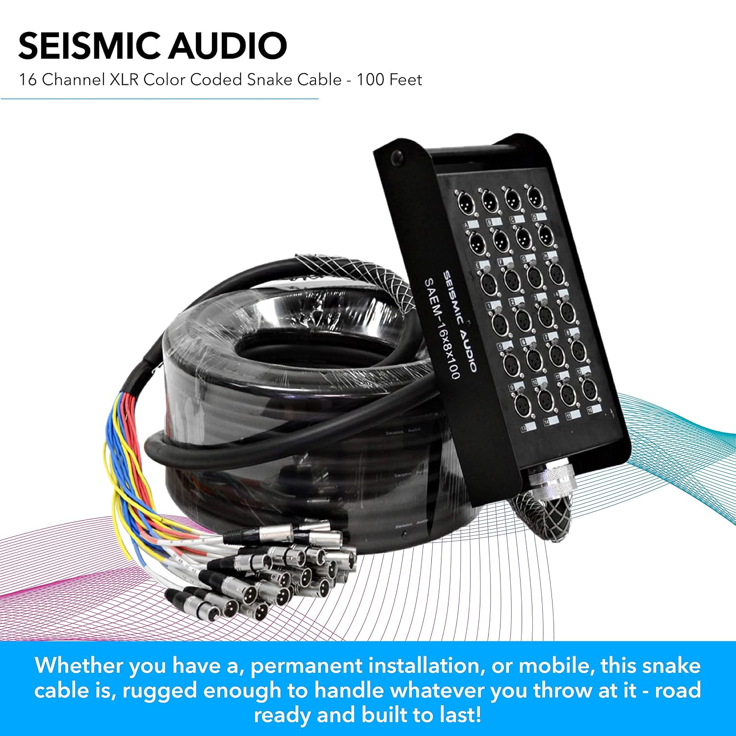 Seismic Audio SACB-24x8x100 24-Channel XLR Low Profile Circuit Board 100-Feet Snake Cable