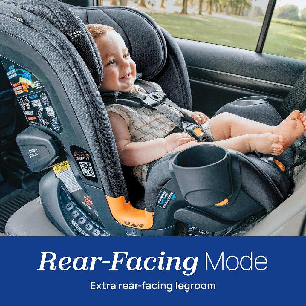 Chicco OneFit LX ClearTex All-in-One Car Seat with LeverLock Installation, Slim Design, Convertible Car Seat, Seat for Infants and Children 5-100 lbs, Lupine/Purple