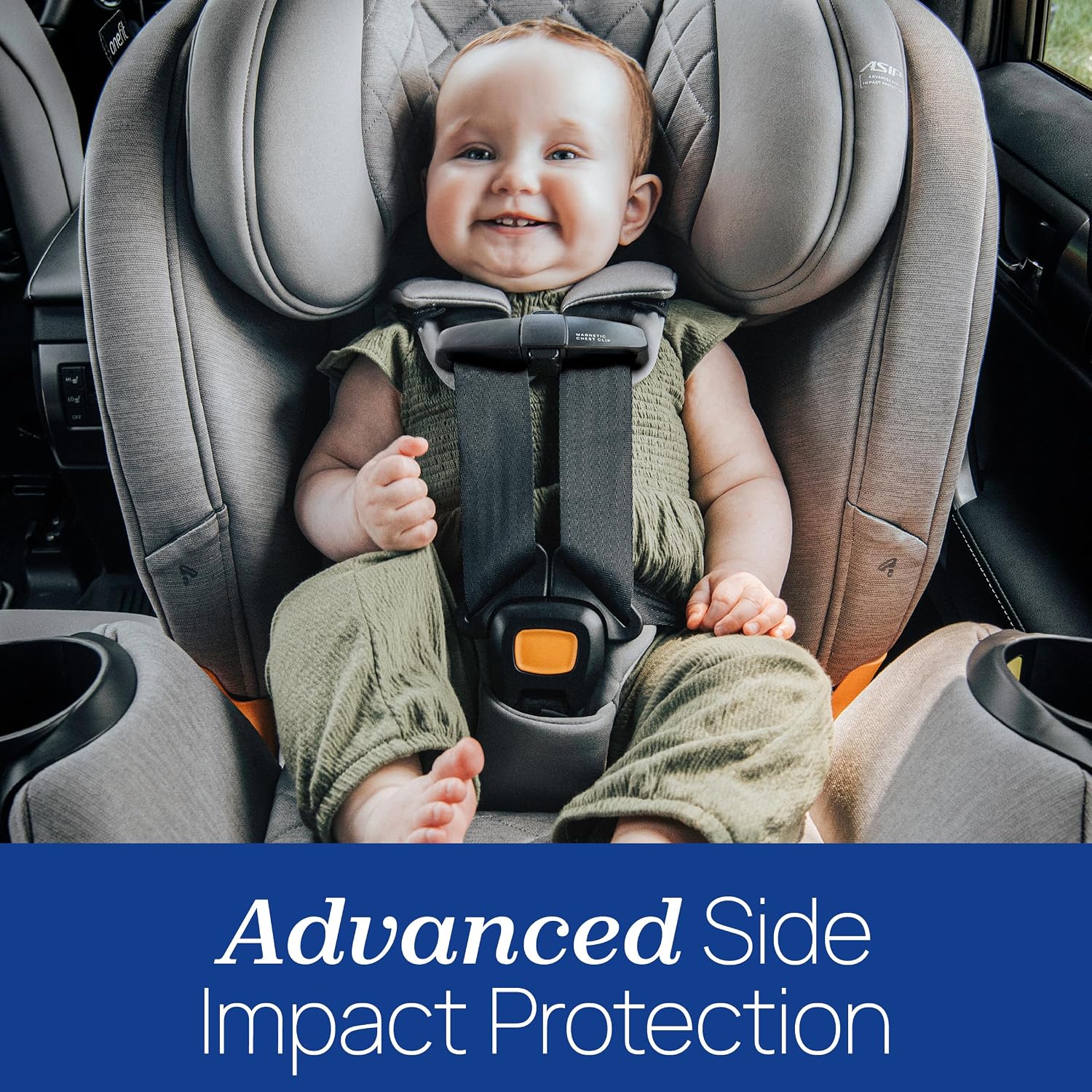 Chicco OneFit Max ClearTex All-in-One Car Seat with LeverLock Installation, Slim Design, Convertible Car Seat, Seat for Infants and Children 5-100 lbs, Energy/Black