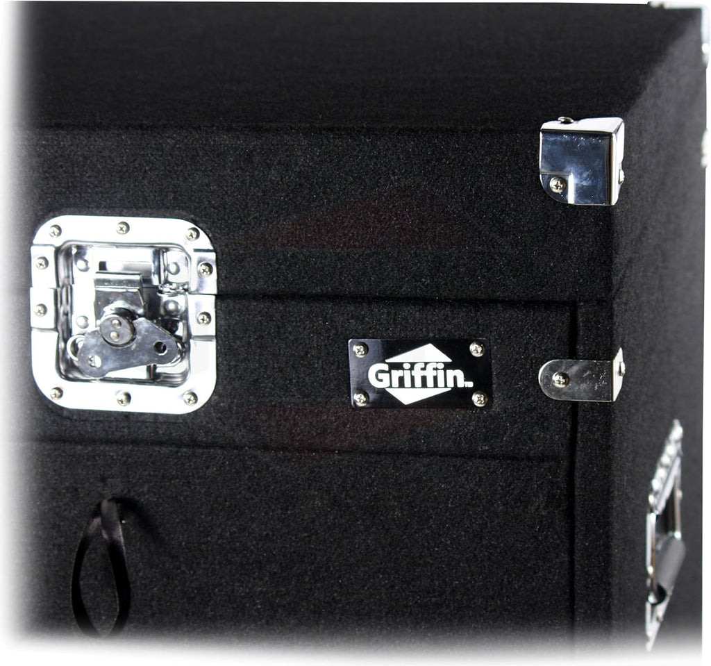 Griffin Rackmount Studio Mixer Flight Road Case (Ultimate-PROAudio) – 25U Mount Space Amp Cabinet Travel Trunk For Music Gear Recording Equipment – Portable DJ Sound Booth Carpet Rack Stand Cart