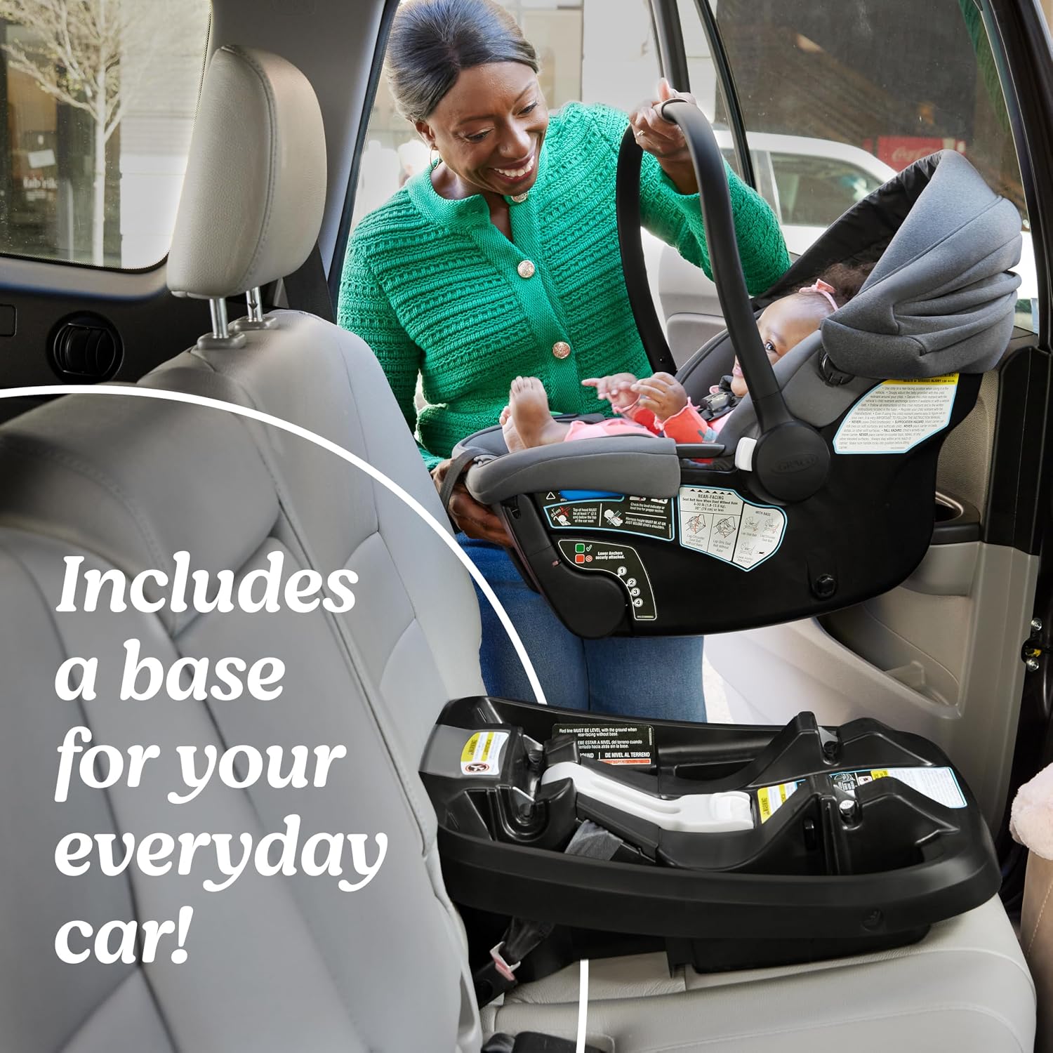 Graco® Gomax Infant Car Seat, Orchid Haze, Lightweight, Reclining Rear Facing Car Seat Installs with or Without a Base