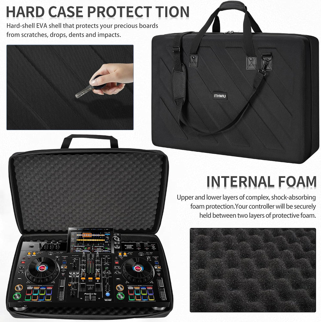 Lightweight Molded EVA Storage Case Fits for Pioneer DDJ RX2 RX3, 29.5 X 19.3 X 5.5 Inch Black