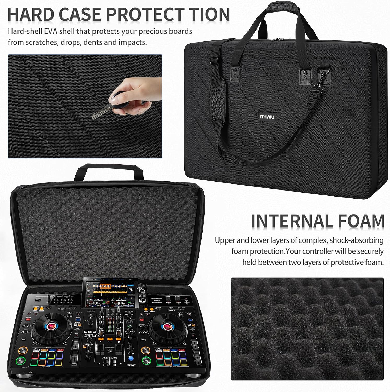 Lightweight Molded EVA Storage Case Fits for Pioneer DDJ RX2 RX3, 29.5 X 19.3 X 5.5 Inch Black