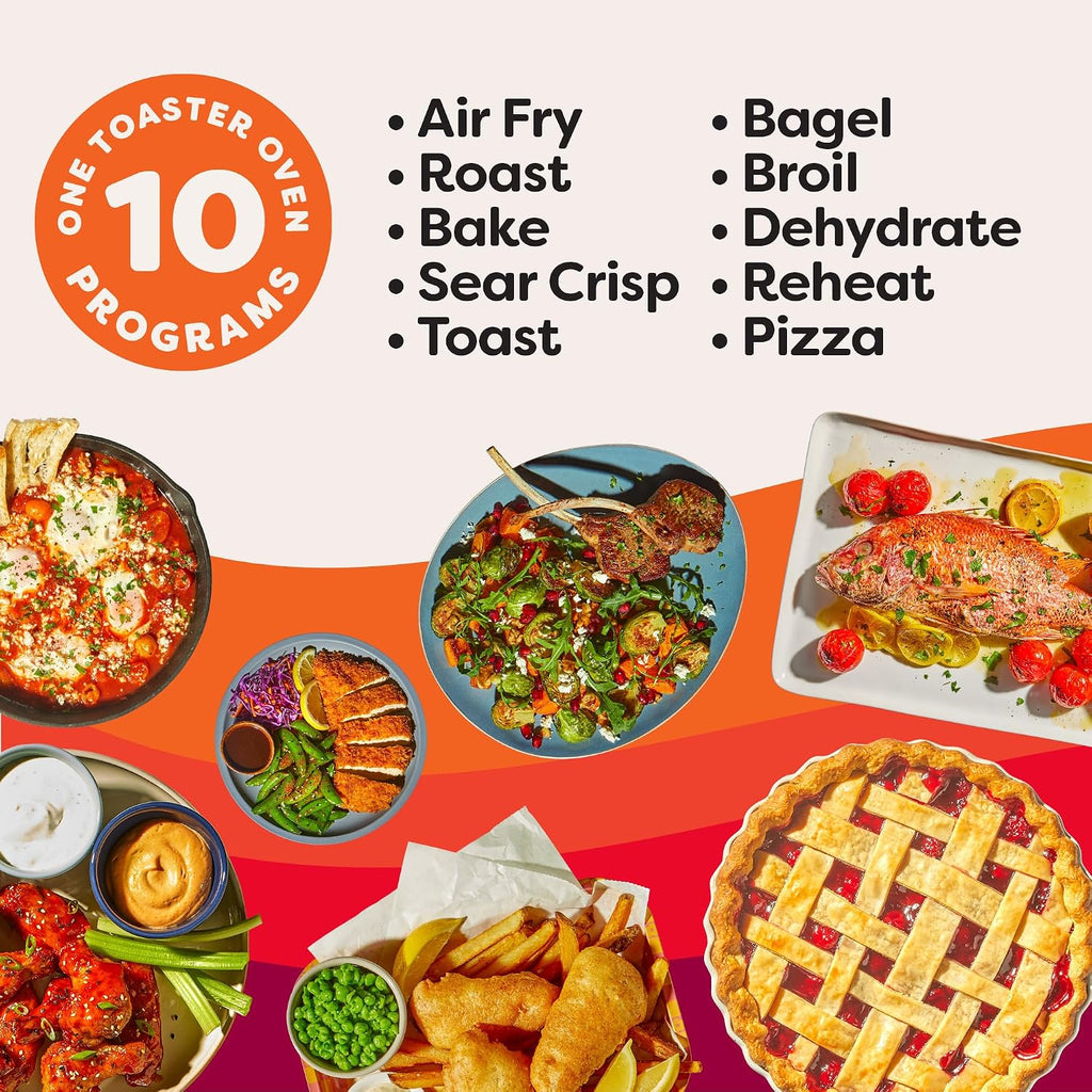 Instant Pot No Preheat Required* 6-Slice Air Fryer Toaster Oven with InstantHeat Technology, 10-in-1, Air Fry, Roast, Bake, Sear Crisp, Toast, Bagel, Broil, Dehydrate, Reheat, and Make Pizza