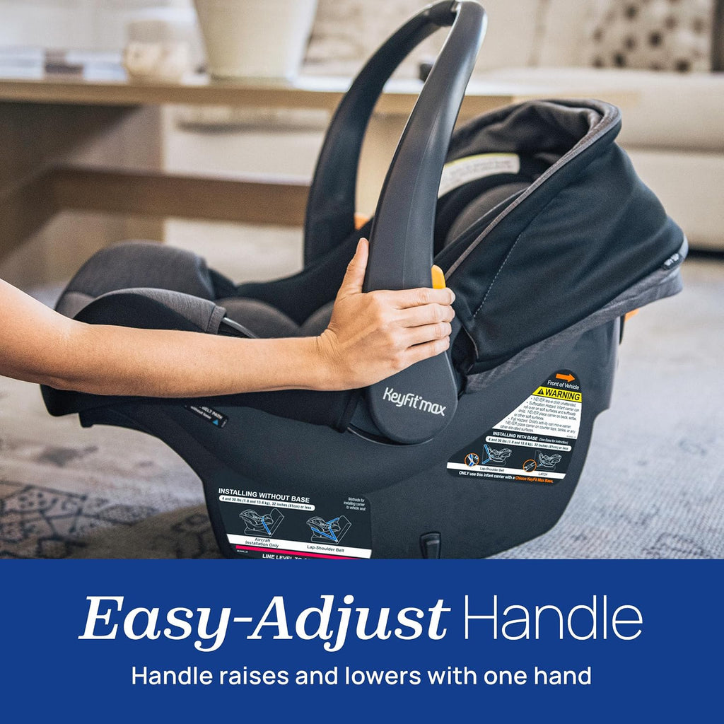 Chicco KeyFit Max ClearTex Infant Car Seat and Base, Rear-Facing Seat for Infants 4-30 lbs., Infant Head and Body Support, Compatible with Chicco Strollers, Baby Travel Gear, Legend/Black