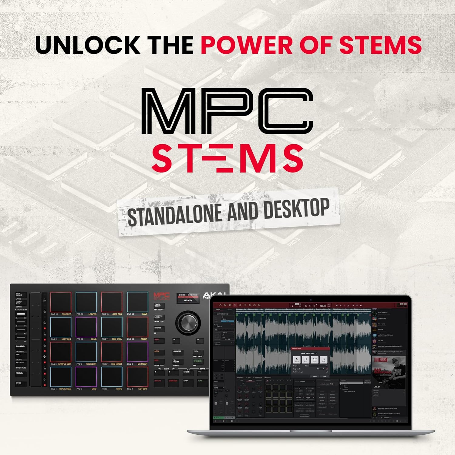 Akai Professional MPC Studio MIDI Controller Beat Maker with 16 Velocity Sensitive RGB Pads, MPC Software, Assignable Touch Strip and LCD Display