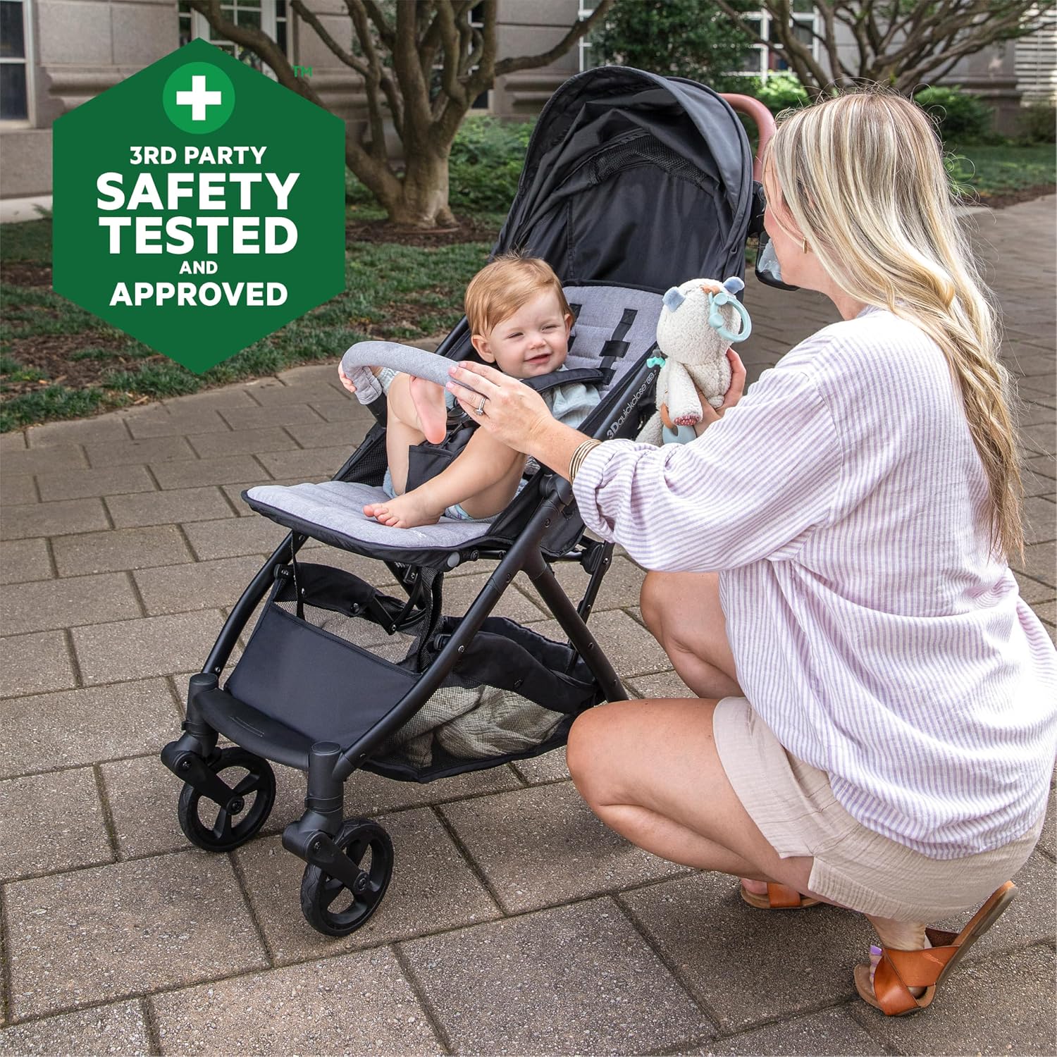 Ingenuity Ingenuity 3Dquickclose CS+ Compact Fold Stroller – Lightweight Stroller with Oversized Canopy, Extra-Large Storage and Compact Fold, Gray