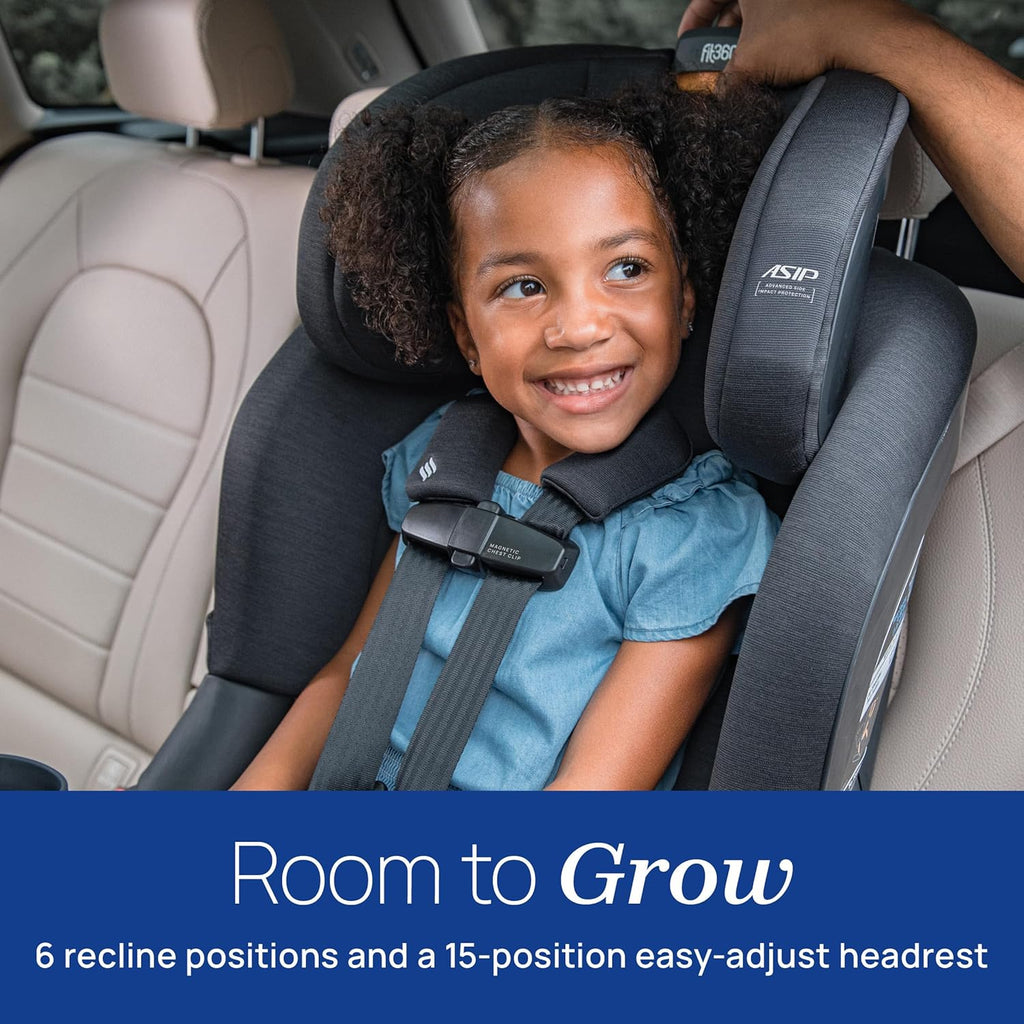 Chicco Fit360 ClearTex Rotating Convertible Car Seat with 360 Degree Rotation for Rear-Facing and Forward-Facing, LeverLock Self-Tensioning Lock System, Obsidian/Black